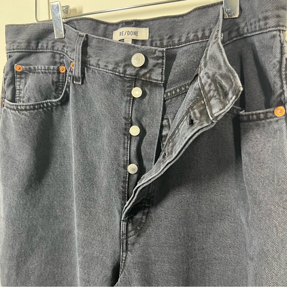 Re/Done Women’s Size 29 Washed Black High Rise Loose Button Fly Jean - Picture 9 of 15